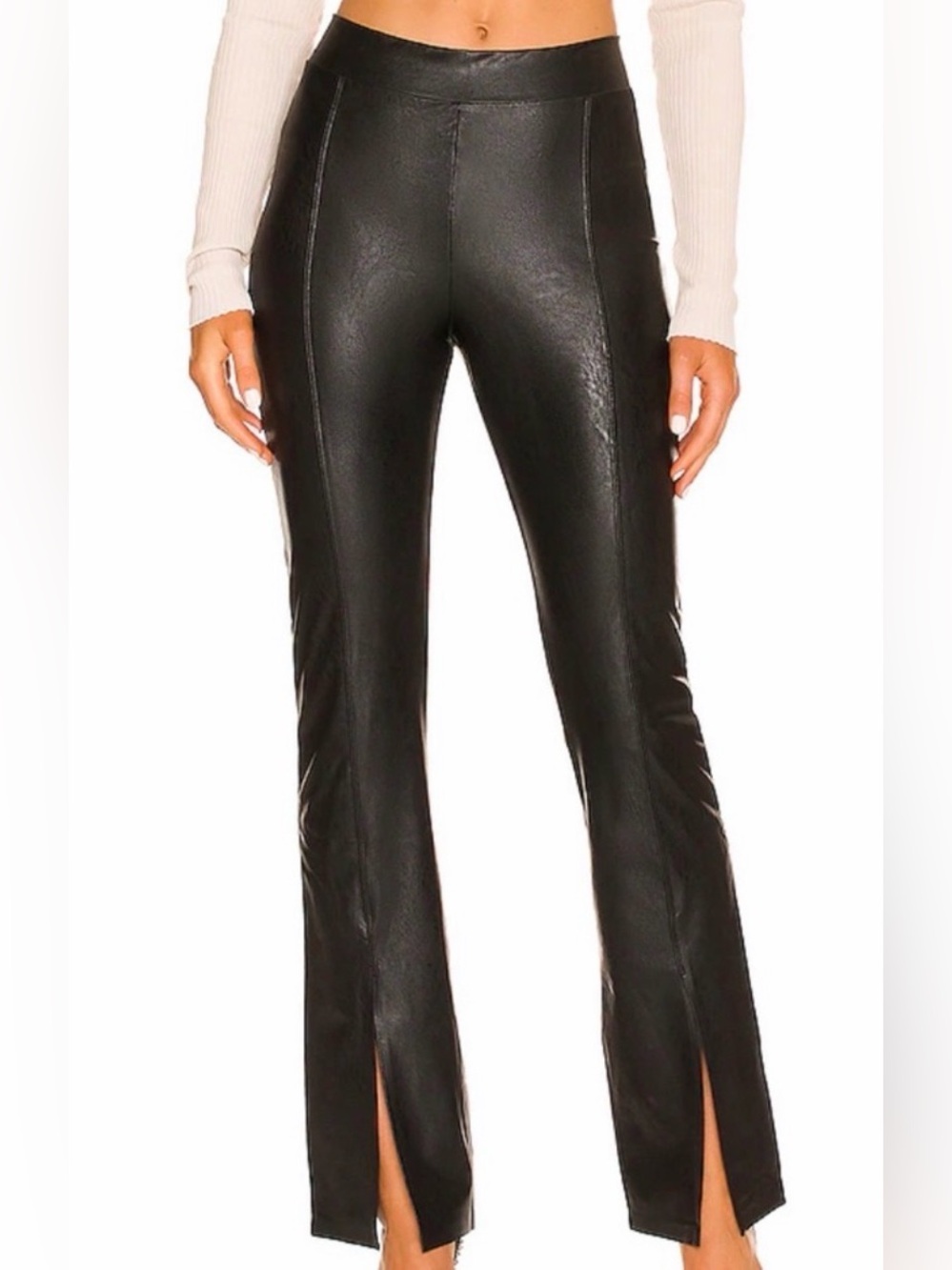 NWT Commando Vegan Leather Split Hem Pants Black Medium MSRP $168